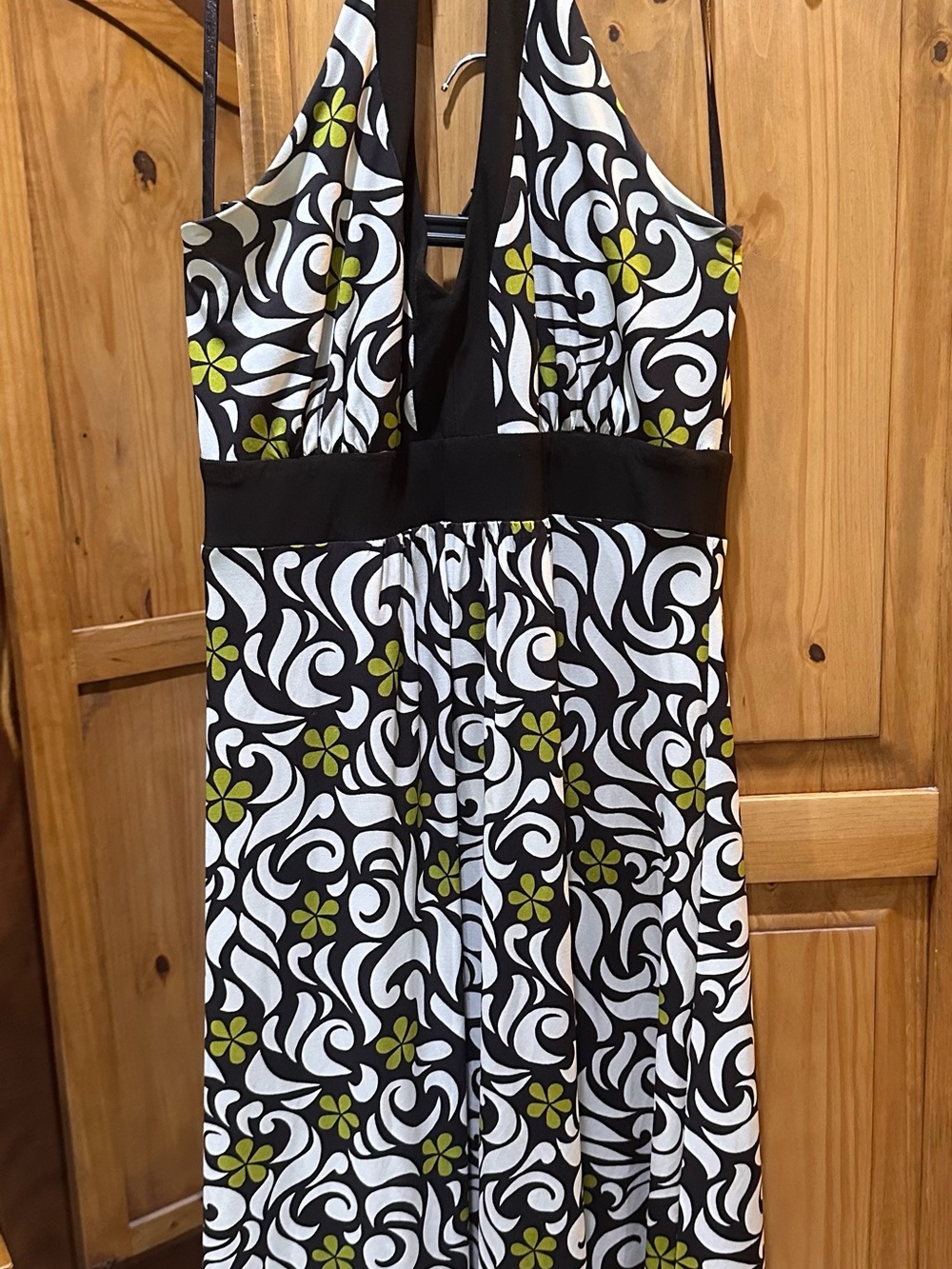 Dress Barn Black, White & Green One-Shoulder Floral Dress